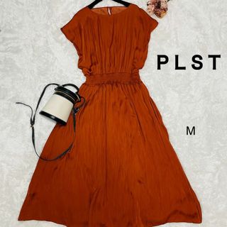 プラステ(PLST)のプラステ PLST ワンピース マキシ丈 とろみ リゾート オレンジ Mサイズ(ロングワンピース/マキシワンピース)