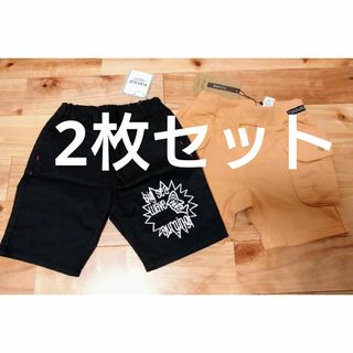 ベベ(BeBe)のハーフパンツ　2枚　新品　100　パンツ　べべ　エフオー　スラップスリップ　黒(パンツ/スパッツ)