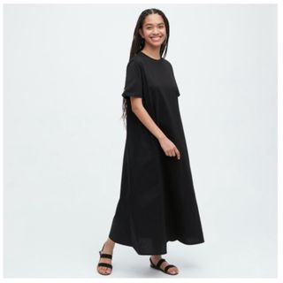 ユニクロ(UNIQLO)のUNIQLO マーセライズコットンAラインワンピース(ロングワンピース/マキシワンピース)