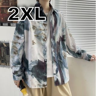 【再入荷】長袖 2XL ストリート シャツ オーバーサイズ 総柄 モード 夏 春(シャツ)