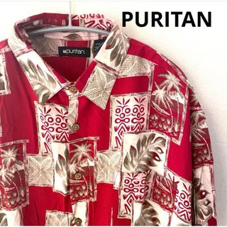 PURITAN アロハシャツ　総柄シャツ　ピューリタン　半袖　Lサイズ　(シャツ)