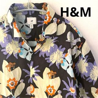 H&M - H&M 総柄シャツ　半袖　Mサイズ　コットン　RELAXED FIT