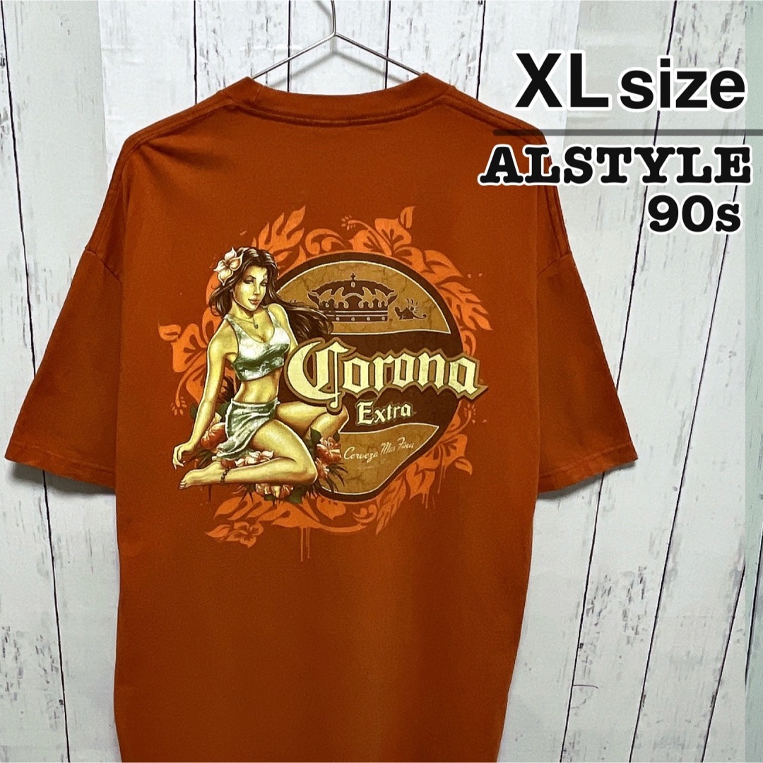 VINTAGE(ヴィンテージ)のALSTYLE　90s　Tシャツ　XL　テラコッタ　コロナビール　USA古着 メンズのトップス(Tシャツ/カットソー(半袖/袖なし))の商品写真