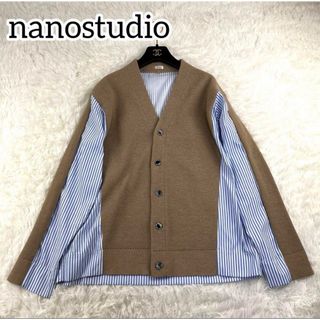 未使用級✨ Nanostudio カーディガン ワッフル生地 ストライプ(カーディガン)