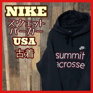 ナイキ(NIKE)のナイキ メンズ プリント パーカー ブラック S USA古着 長袖 スウェット(パーカー)