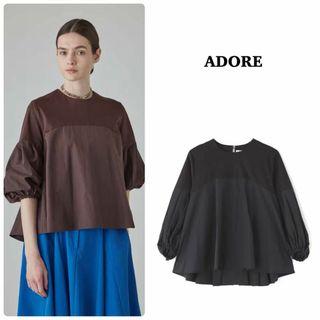 アドーア(ADORE)の【ADORE】2023年＊コールドバッチスムースカットソー　ブラック　38(シャツ/ブラウス(長袖/七分))