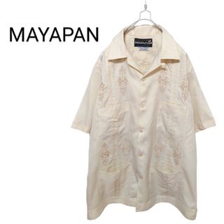 【MAYAPAN】メキシコ製 立体刺繍 開襟キューバシャツ A-1926(シャツ)