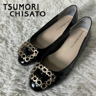 ツモリチサト(TSUMORI CHISATO)の美品 ツモリチサトウォーク パテントレザー バックル 猫 ネコ 23㎝ 日本製(ハイヒール/パンプス)