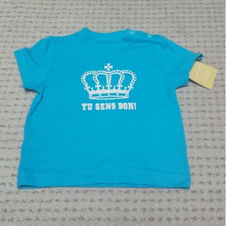 タグ付き 半袖Tシャツ 王冠柄  60～70cm 水色(Ｔシャツ)