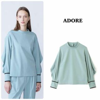 アドーア(ADORE)の【ADORE】2022年＊2WAYギャバブラウス　スタンドカラー　ミント　38(シャツ/ブラウス(長袖/七分))