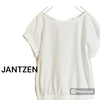 JANTZEN ジャンセン　シンプルブラウス　半袖　ホワイト　大人カジュアル(Tシャツ(半袖/袖なし))