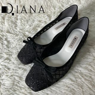 DIANA - 極美品 ダイアナ メッシュ リボンモチーフ バレエシューズ ローヒール 24.5