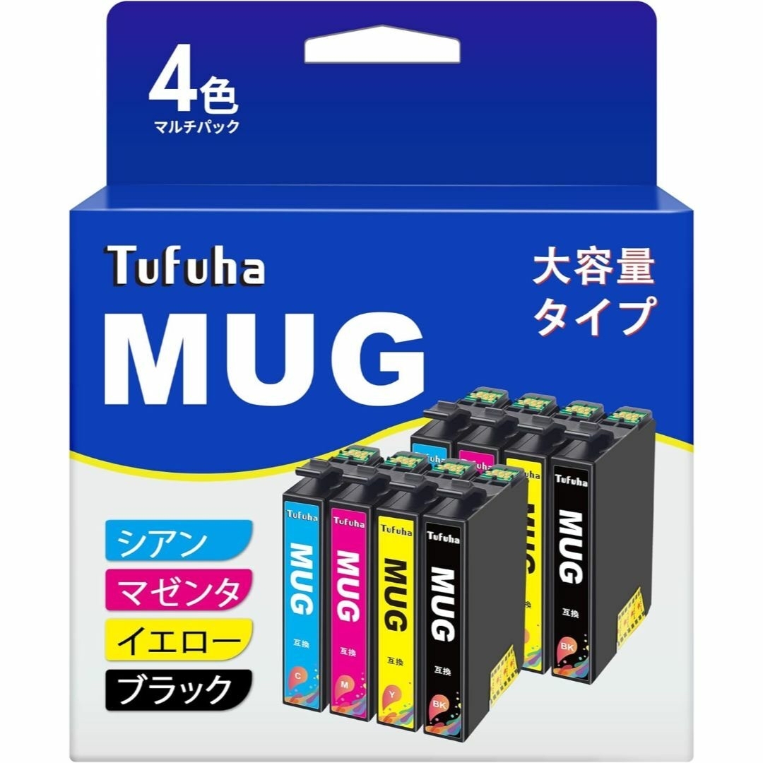 MUG-4CL 互換インクカートリッジ マグカップ インク 4色パック*2 インテリア/住まい/日用品のオフィス用品(店舗用品)の商品写真