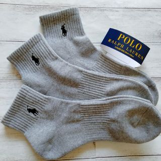 ポロラルフローレン(POLO RALPH LAUREN)のポロラルフローレン レディースソックス 23～25cm 3足セット グレー(ソックス)