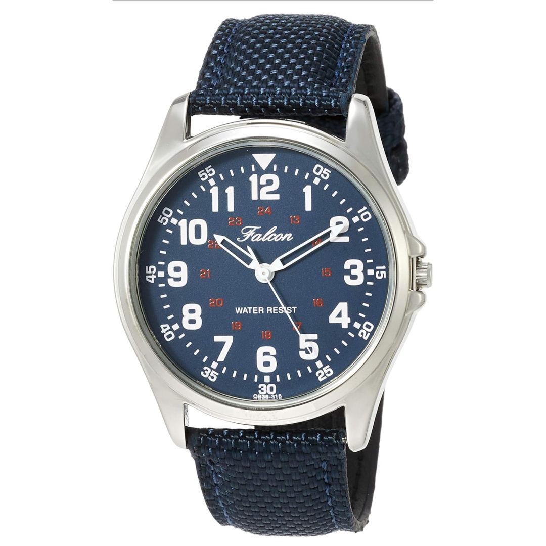 腕時計 アナログ 防水 革ベルト QB38-315 メンズ ネイビー レディースのファッション小物(腕時計)の商品写真