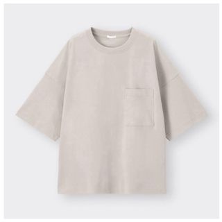 ジーユー(GU)のGU   ワイドフィットT（5分袖）　M   グレー(Tシャツ/カットソー(半袖/袖なし))