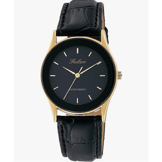 腕時計 アナログ 防水 革ベルト QA36-102 メンズ ブラック(腕時計)