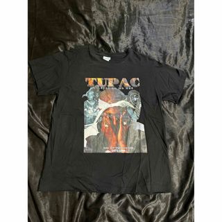 2pac Tシャツ　半袖　ブラック　黒　ヒップホップ　ストリート　プリント　XL(Tシャツ/カットソー(半袖/袖なし))