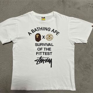 アベイシングエイプ(A BATHING APE)のAPE BAPE KAWS STUSSY ワールドツアー　tシャツ　L 白(Tシャツ/カットソー(半袖/袖なし))