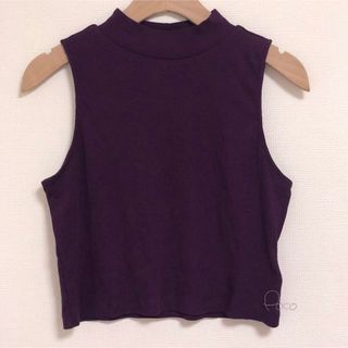 【最終値下げSALE中】美品！H&M リブ　ハイネック　ノースリーブ　カットソー