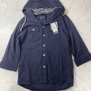 ネイビー(NAVY)の【美品】Navy メンズ  7部丈 ボタンダウンシャツ フード付き ジャケット(シャツ)