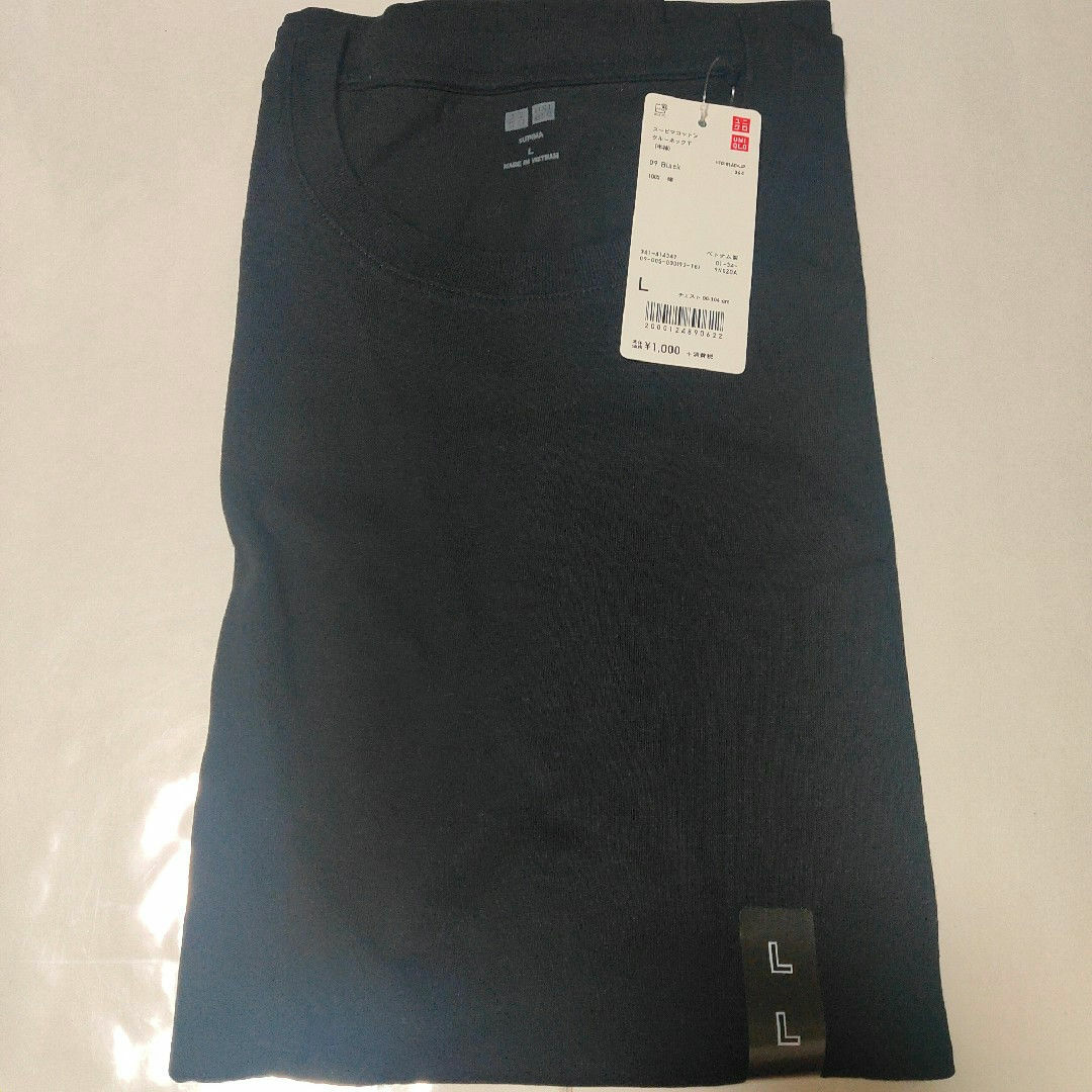 UNIQLO(ユニクロ)の▲ ユニクロ　スピーマコットンクルーネックT　Black 半袖サイズ L メンズのトップス(Tシャツ/カットソー(半袖/袖なし))の商品写真