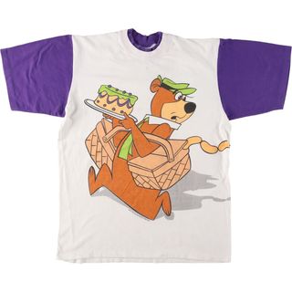 古着 90年代 PARAMOUNT PARKS YOGI BEAR ヨギベア ツートンカラー キャラクタープリントTシャツ USA製 メンズL ヴィンテージ /eaa442932(Tシャツ/カットソー(半袖/袖なし))