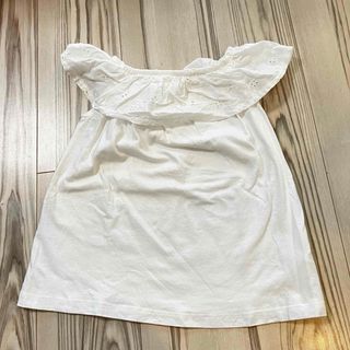 ザラキッズ(ZARA KIDS)の美品【ZARA】ザラキッズ 刺繍 トップス ノースリーブ 白 フリル 104cm(Tシャツ/カットソー)