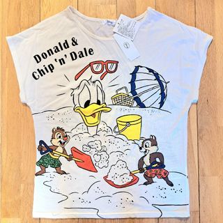 ドナルドダック(ドナルドダック)の新品タグ付き　ドナルドダック　チップとデール　Tシャツ　ディズニー　ホワイト　M(Tシャツ(半袖/袖なし))