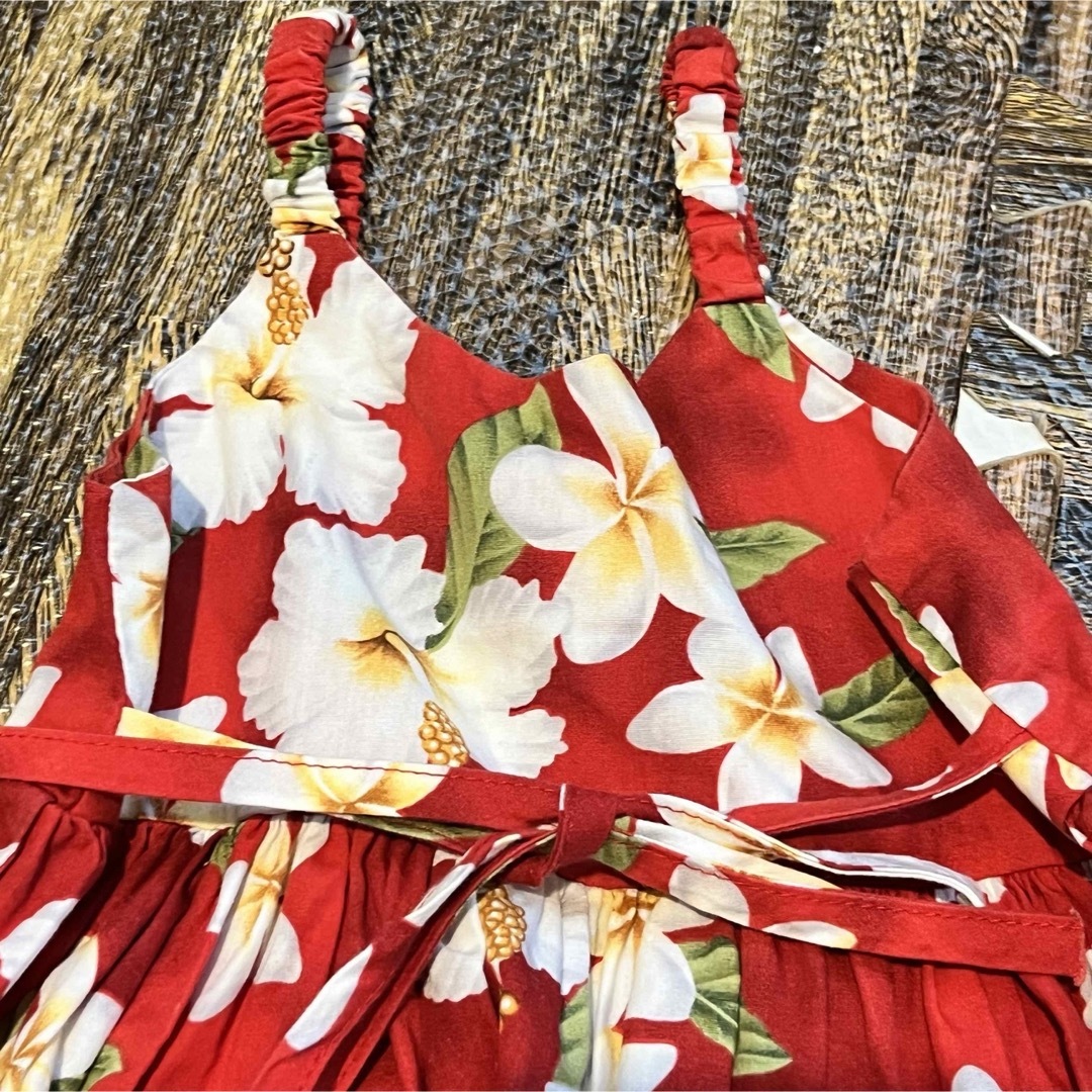 baiyaハワイ80アロハワンピースパシフィックレジェンド赤プルメリア春夏ベビー キッズ/ベビー/マタニティのベビー服(~85cm)(ワンピース)の商品写真