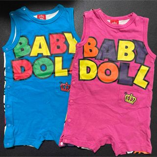 ベビードール(BABYDOLL)のベビードール　ロンパース　2枚セット　双子　お揃い　80 男の子　女の子　ペア(ロンパース)