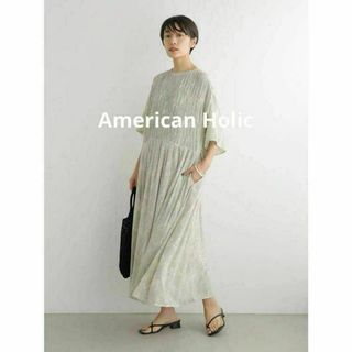 AMERICAN HOLIC - 新品 大人可愛い レトロガーリー 抜け感 花柄ティアードプリーツロングワンピース