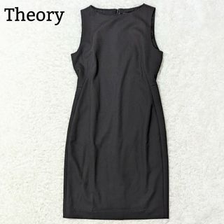 セオリー(theory)の極美品 現行タグ セオリー ノースリーブワンピース ロング フォーマル Ｍ 黒(ロングワンピース/マキシワンピース)