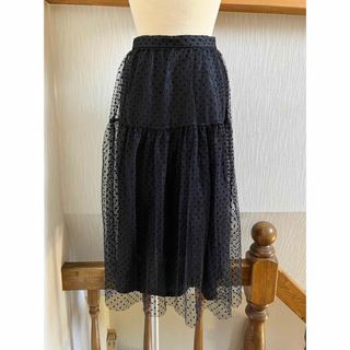 エイチアンドエム(H&M)の★H&M黒ドット水玉チュールロングフレアスカート34★(ロングスカート)