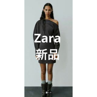 ザラ(ZARA)の【新品未使用】ZARA ピンストライプ柄ワンピース　Sサイズ(ミニワンピース)