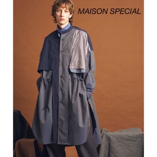 メゾンスペシャル(MAISON SPECIAL)のMAISON SPECIAL プライムオーバーバンドカラーマキシシャツ コート(シャツ)