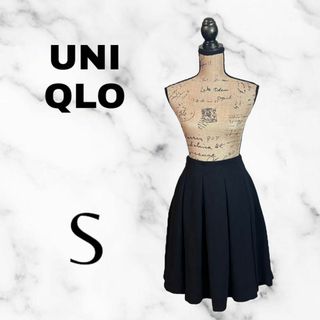 ユニクロ(UNIQLO)の【UNIQLO】フレアギャザースカート　ウエストゴム　楽かわ　さらさら　黒　S(ひざ丈スカート)