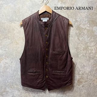 Emporio Armani - イタリア製 EMPORIO ARMANI エンポリオアルマーニ ラムレザーベスト