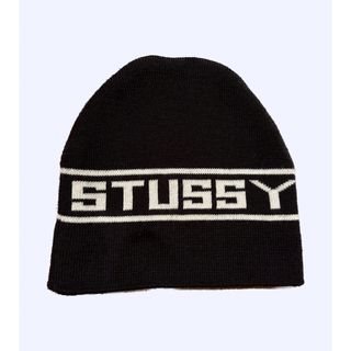 STUSSY ステューシー ラインロゴニットキャップ 黒