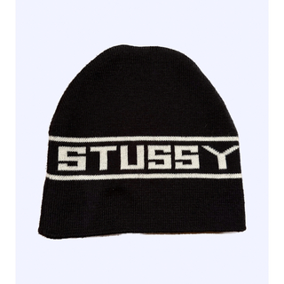 ステューシー(STUSSY)のSTUSSY ステューシー ラインロゴニットキャップ 黒(ニット帽/ビーニー)