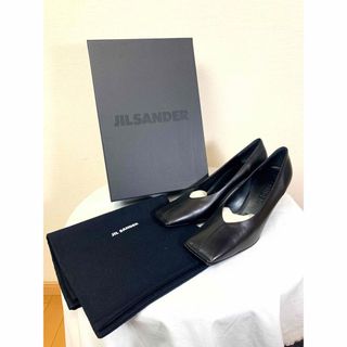 【未使用】 JIL SANDER 37.5（23.5cm）レザースクエアトゥ　黒