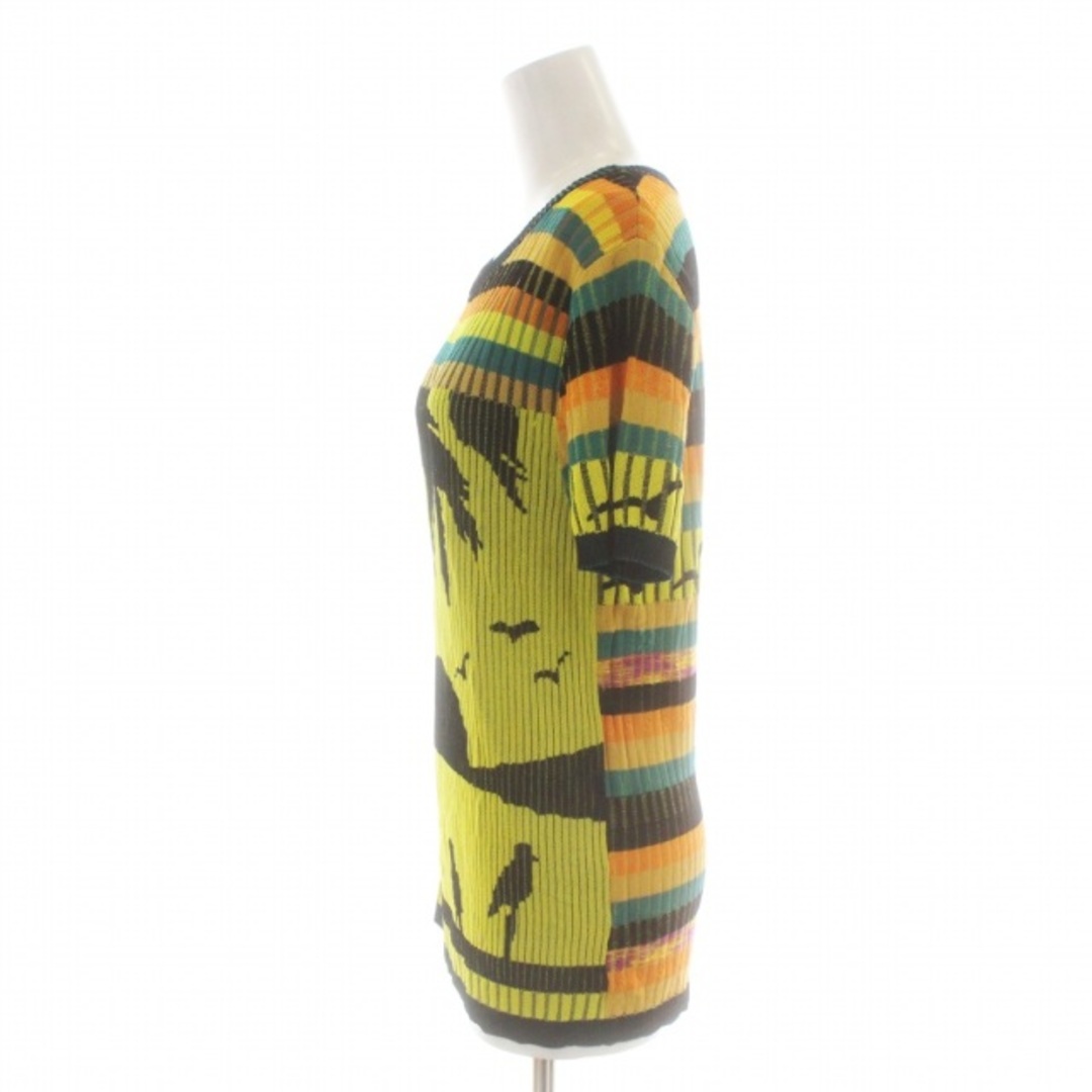 DESIGUAL(デシグアル)のデシグアル リブニット カットソー Tシャツ ボーダー 半袖 黄 レディースのトップス(カットソー(半袖/袖なし))の商品写真