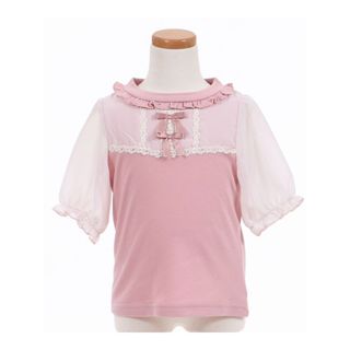 アクシーズファムキッズ(axes femme kids)のアクシーズファム　キッズ　レース使いブロッキングプルオーバー　ピンク　140(Tシャツ/カットソー)