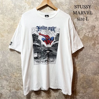 ステューシー(STUSSY)のSTUSSY × MARVEL スパイダーマン フロントプリント Tシャツ(Tシャツ/カットソー(半袖/袖なし))