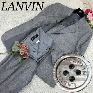 ランバン(LANVIN)のランバン メンズ スーツ 上下セット 麻100% グレー 美品 L 50(その他)