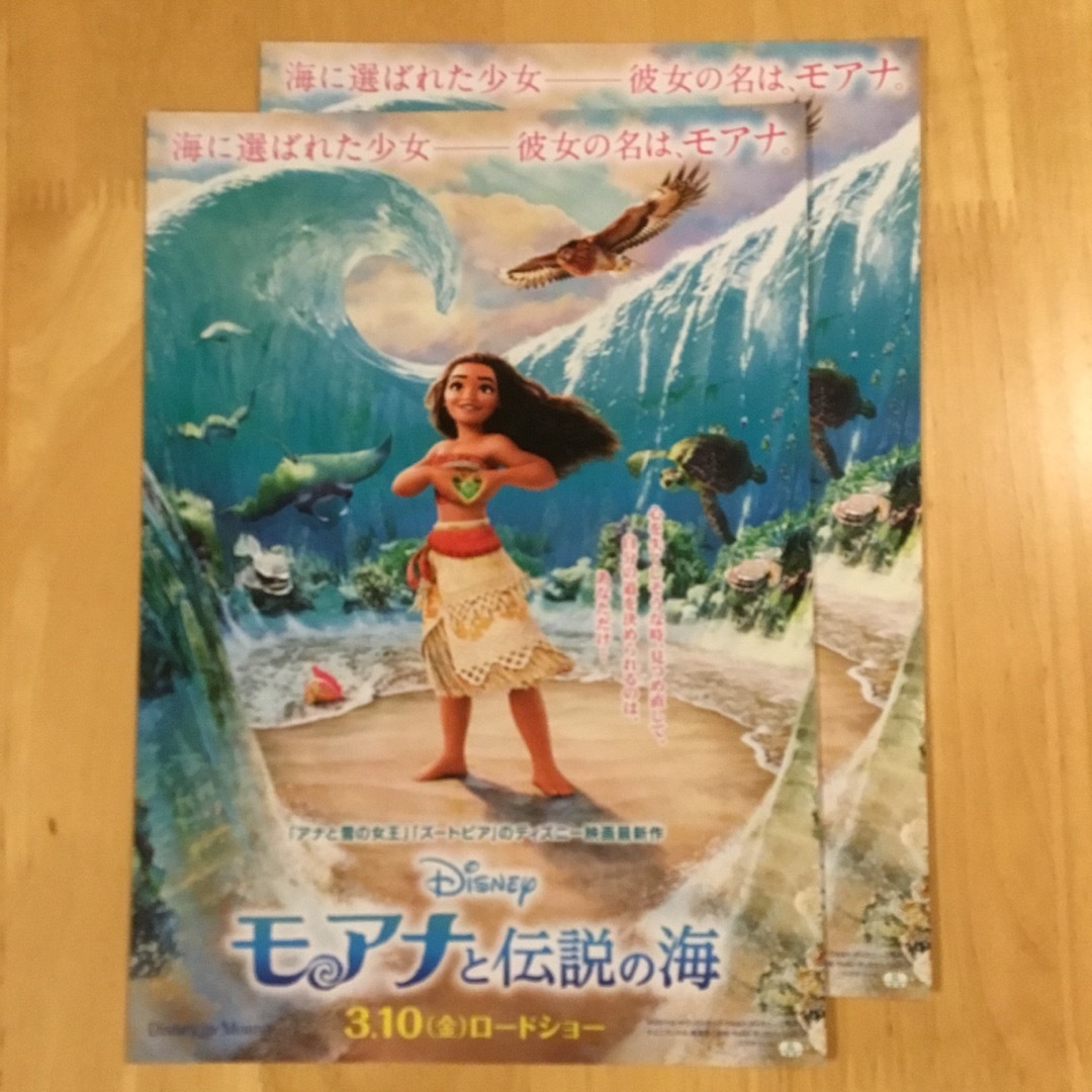 映画フライヤー　ディズニー　モアナと伝説の海　2枚 エンタメ/ホビーのコレクション(印刷物)の商品写真
