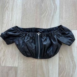 アレキサンダーワン(Alexander Wang)のAlexander Wang クロップトップ 羊革(ベアトップ/チューブトップ)