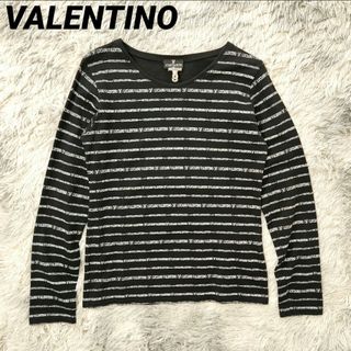 ヴァレンティノ(VALENTINO)のVALENTINO ITALY レディース 総柄 ロンT 長袖 黒ブラック(Tシャツ(長袖/七分))