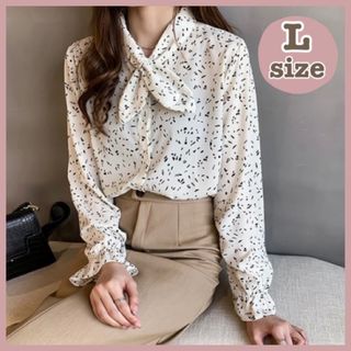 ❤️人気商品❤️りぼん ブラウス ホワイト シフォン シャツ シンプル 長袖(シャツ/ブラウス(長袖/七分))