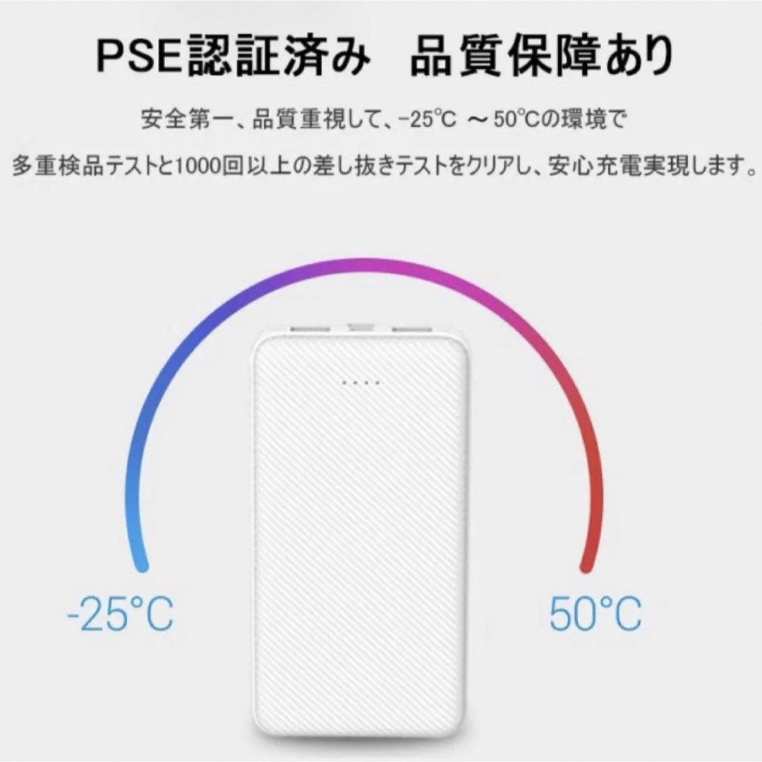 【最新型 J32】モバイルバッテリー 12000mAh おまけケーブル付き スマホ/家電/カメラのスマートフォン/携帯電話(バッテリー/充電器)の商品写真